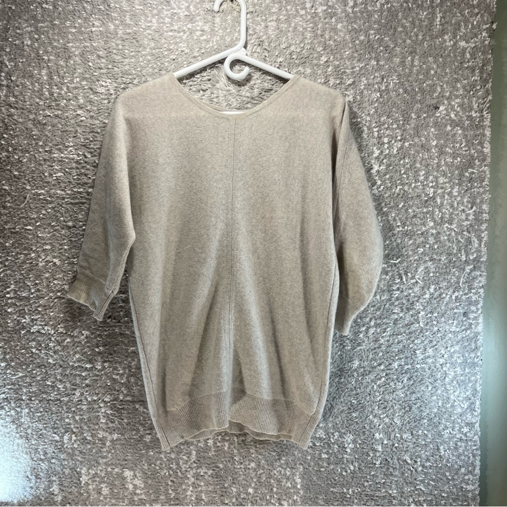 Cynthia Rowley Cashmere Sweater Gray 3/4 Sleeve Sweater Women's Small‎ Preppy